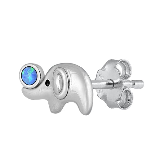 Silver Lab Opal Earrings - Elephant