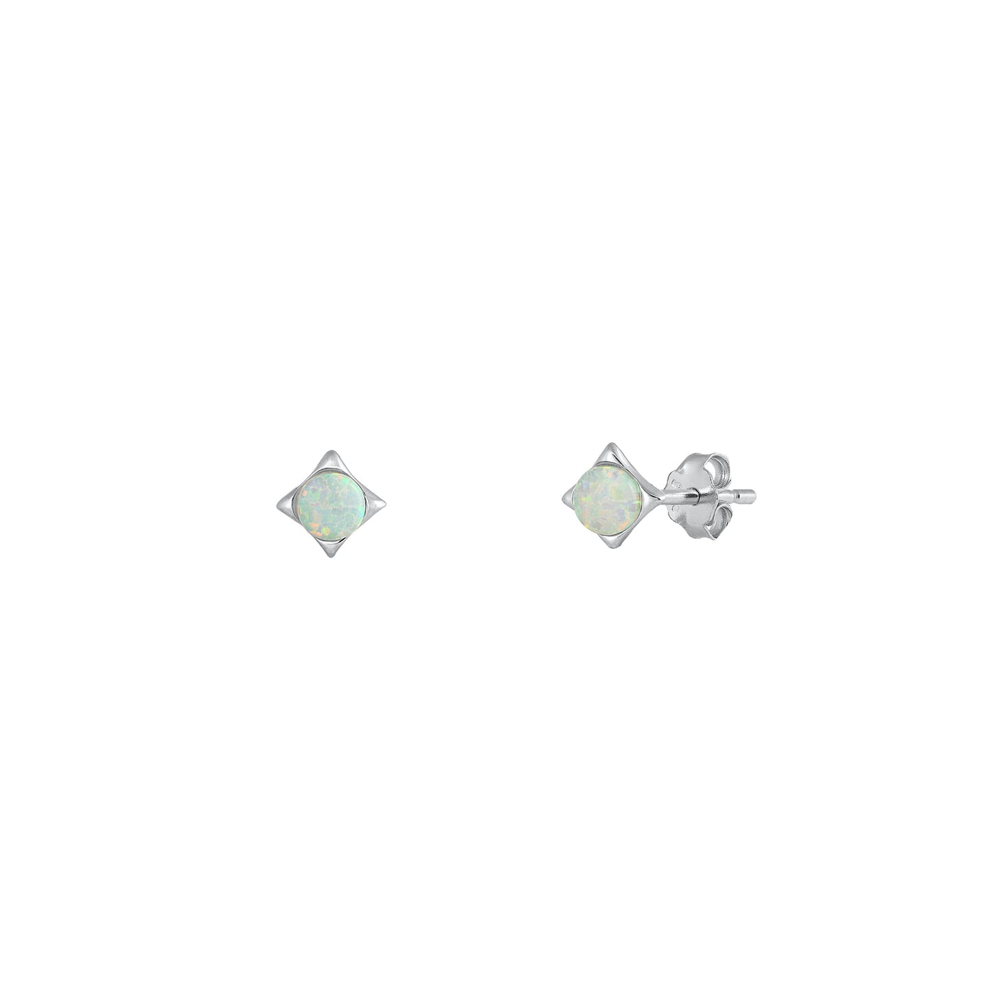 Silver Lab Opal Earrings