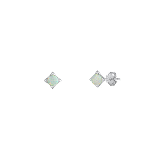 Silver Lab Opal Earrings