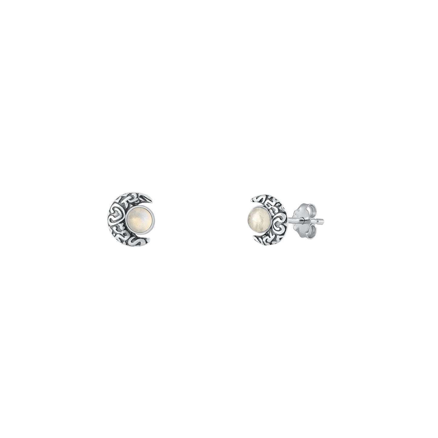 Silver Lab Opal Earring - Moon