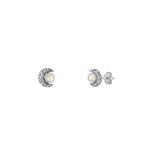 Silver Lab Opal Earring - Moon