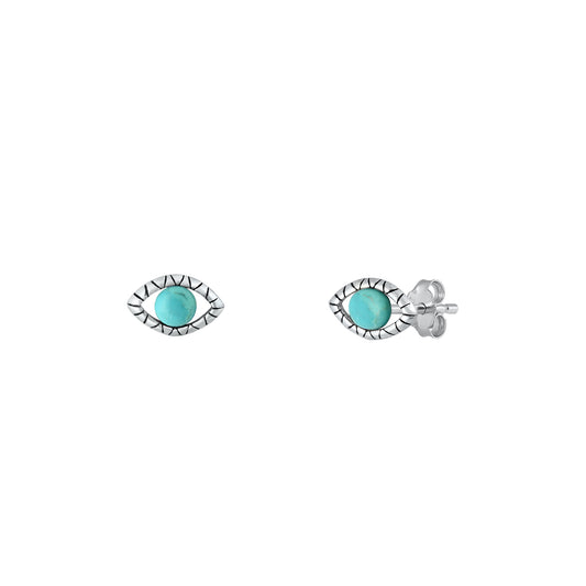 Silver Stone Earrings - Evil Eye