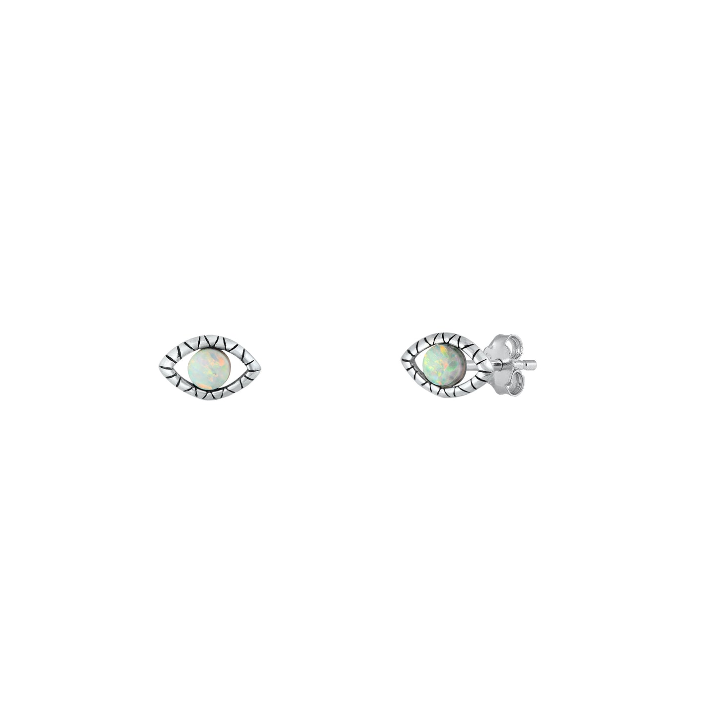 Silver Lab Opal Earrings - Eye