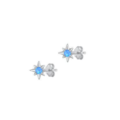 Silver Lab Opal Earrings - Star