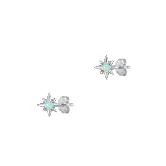 Silver Lab Opal Earrings - Star