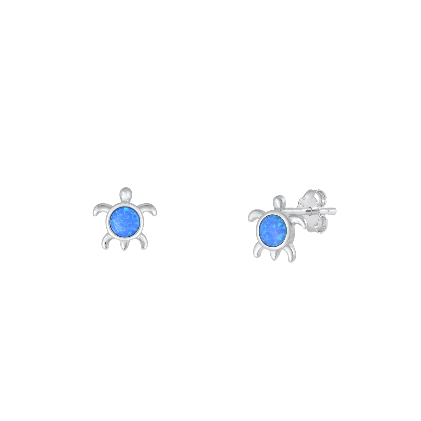 Silver Lab Opal Earrings - Turtle
