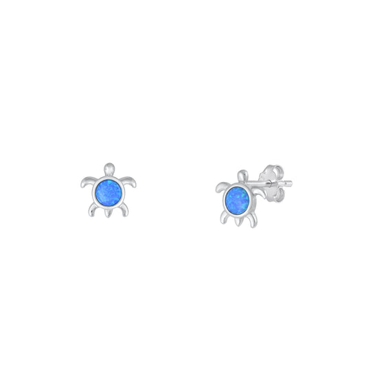 Silver Lab Opal Earrings - Turtle