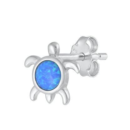 Silver Lab Opal Earrings - Turtle