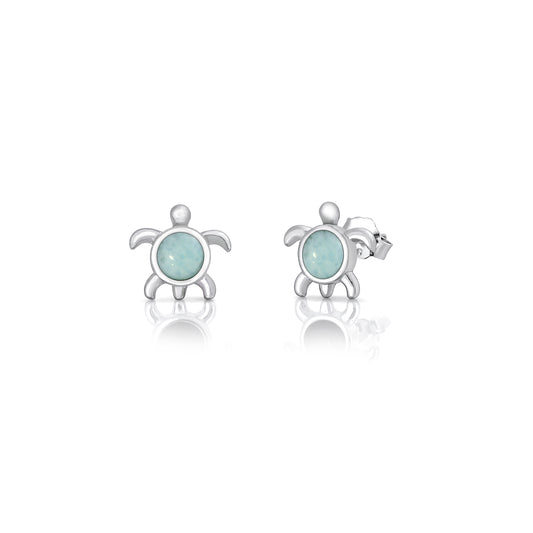 Silver Stone Earrings - Turtle