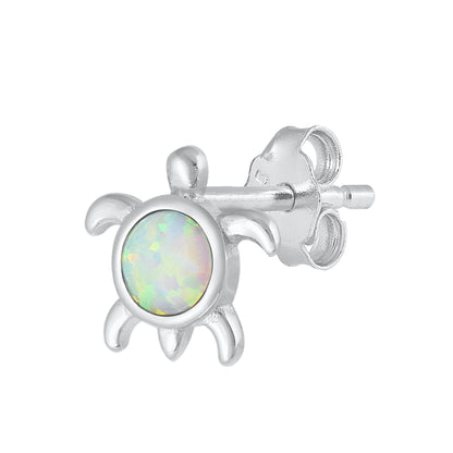 Silver Lab Opal Earrings - Turtle