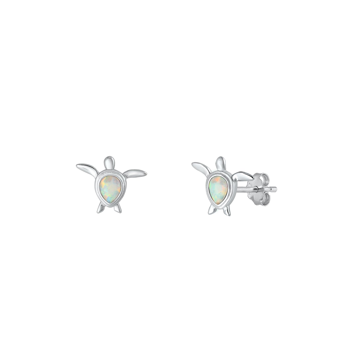Silver Lab Opal Earrings - Turtle
