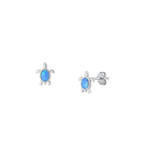 Silver Lab Opal Earrings - Turtle