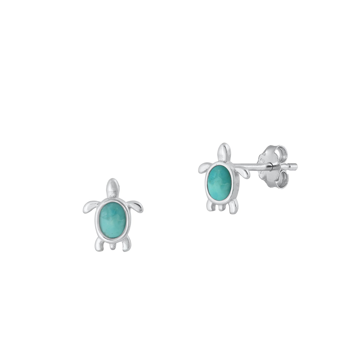 Silver Stone Earrings - Turtle