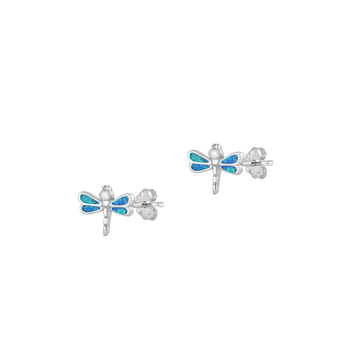 Silver Lab Opal Earrings - Dragonfly