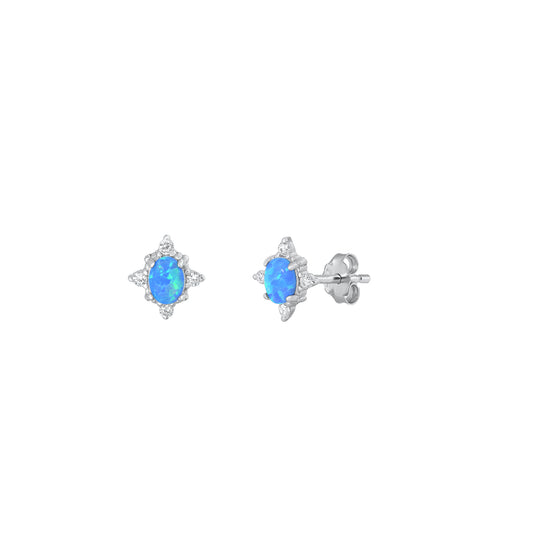 Silver Lab Opal Earrings