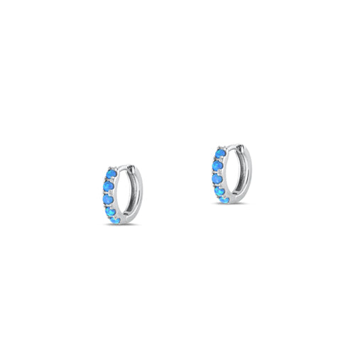 Silver Lab Opal Earrings - Hoop