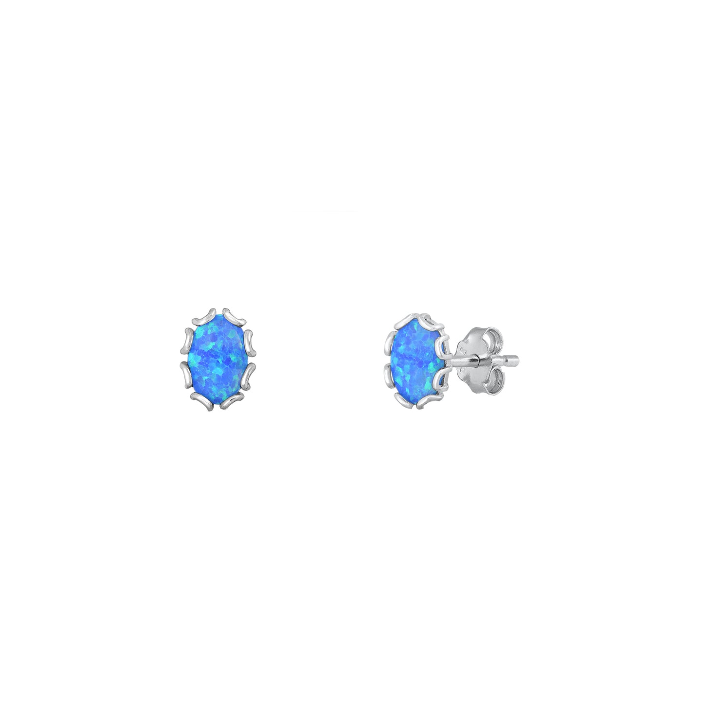 Silver Lab Opal Earrings