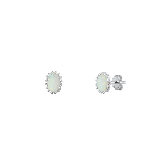 Silver Lab Opal Earrings