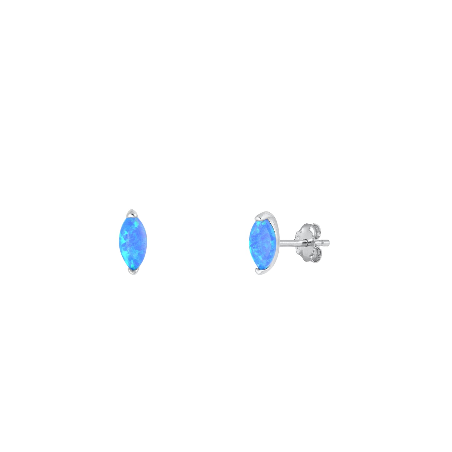 Silver Lab Opal Earrings - Marquise