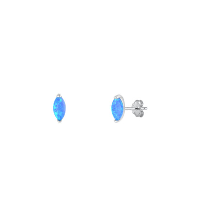 Silver Lab Opal Earrings - Marquise