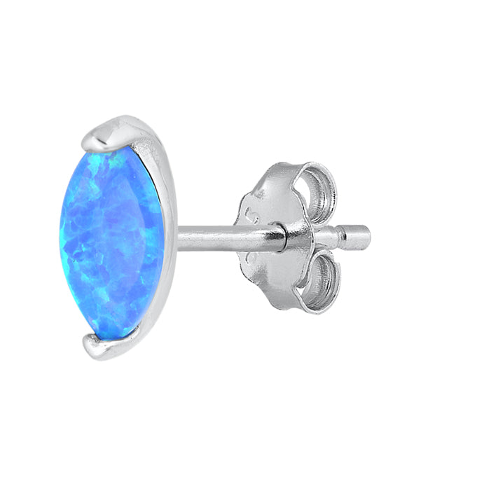 Silver Lab Opal Earrings - Marquise