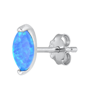 Silver Lab Opal Earrings - Marquise