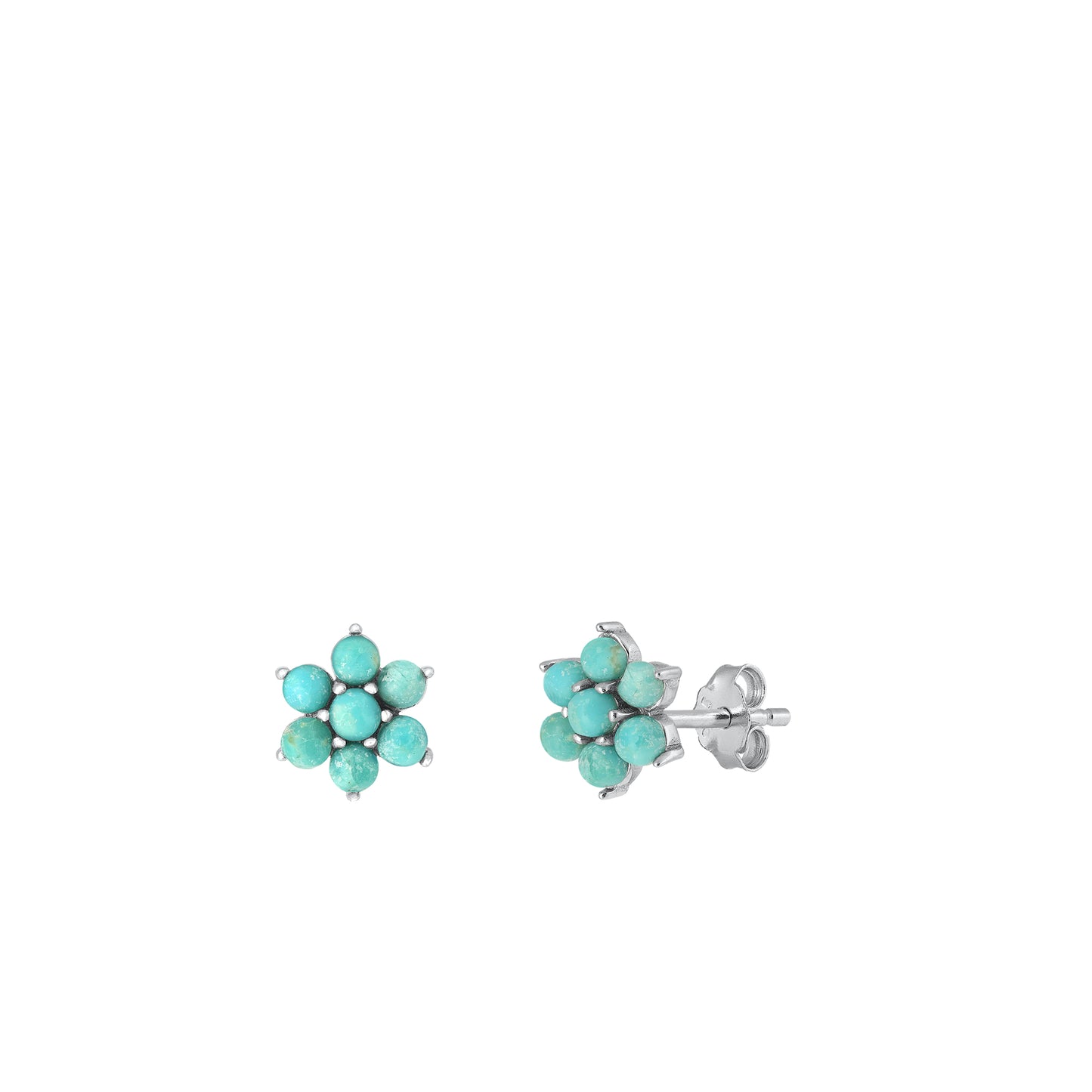 Silver Stone Earring - Flower