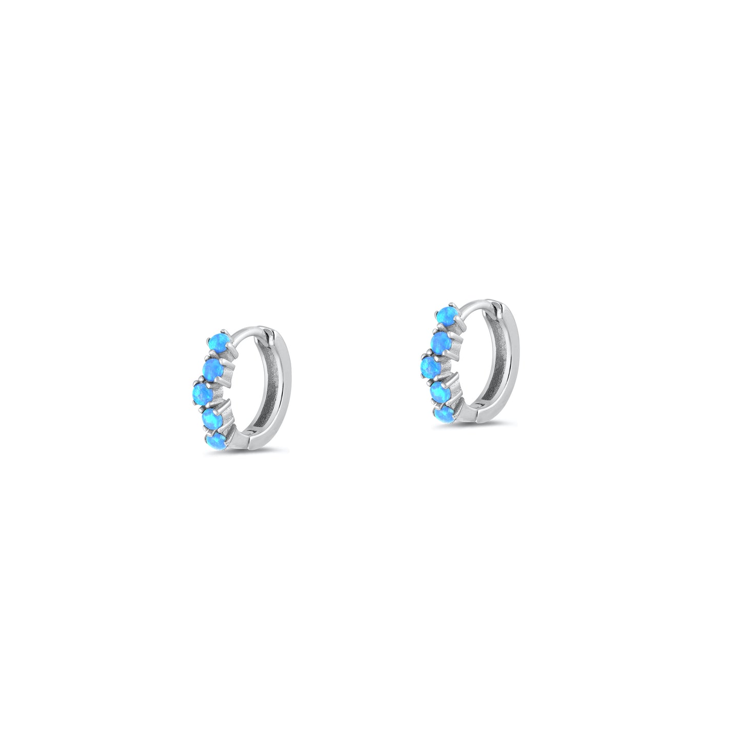 Silver Lab Opal Earrings - Hoop