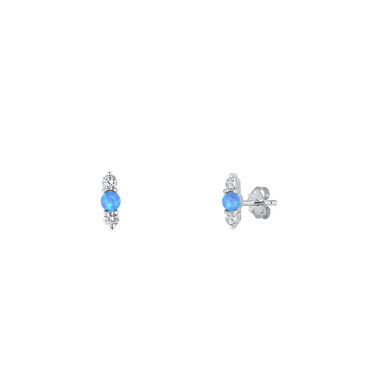 Silver Lab Opal Earrings
