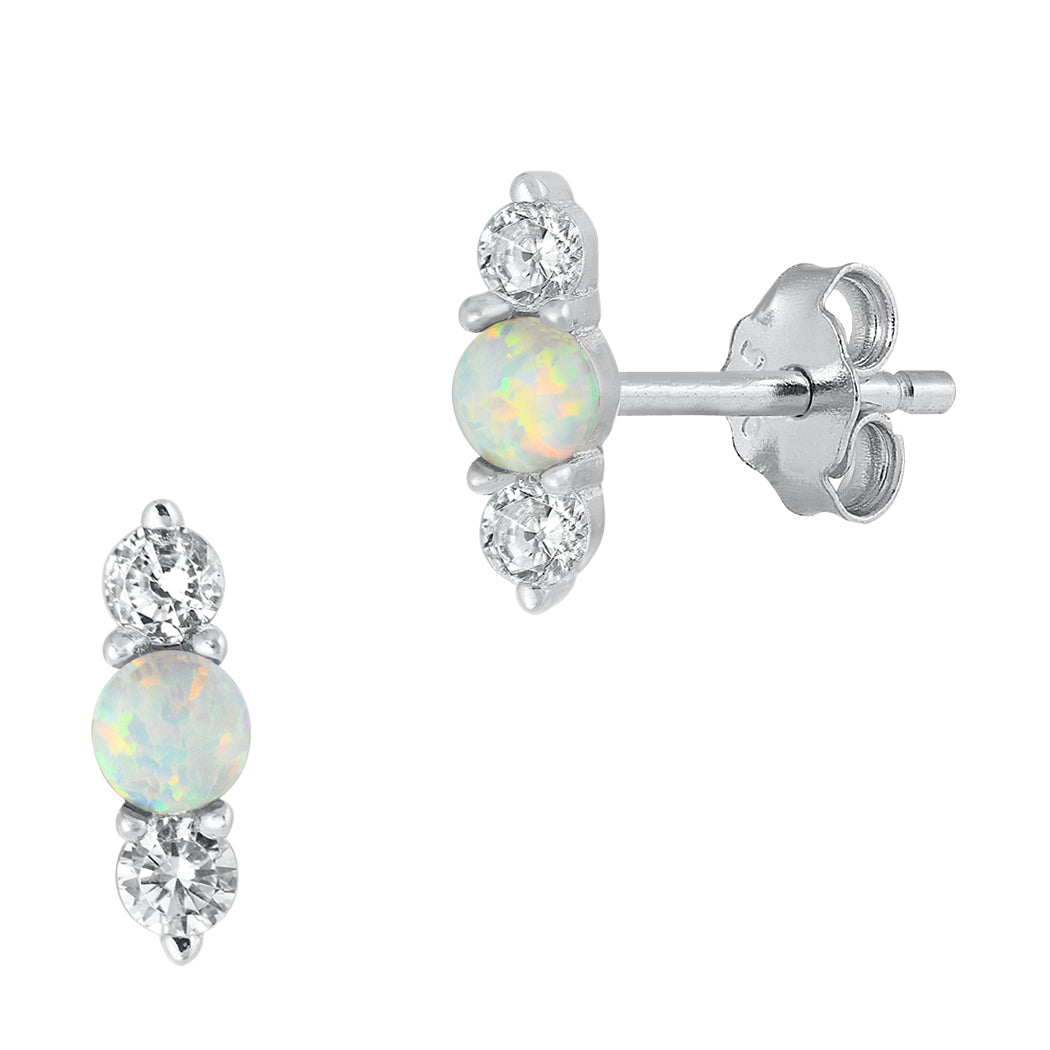 Silver Lab Opal Earrings