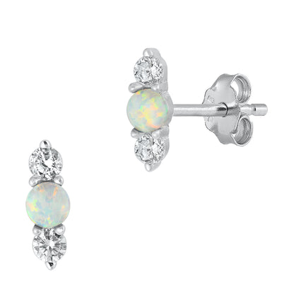 Silver Lab Opal Earrings