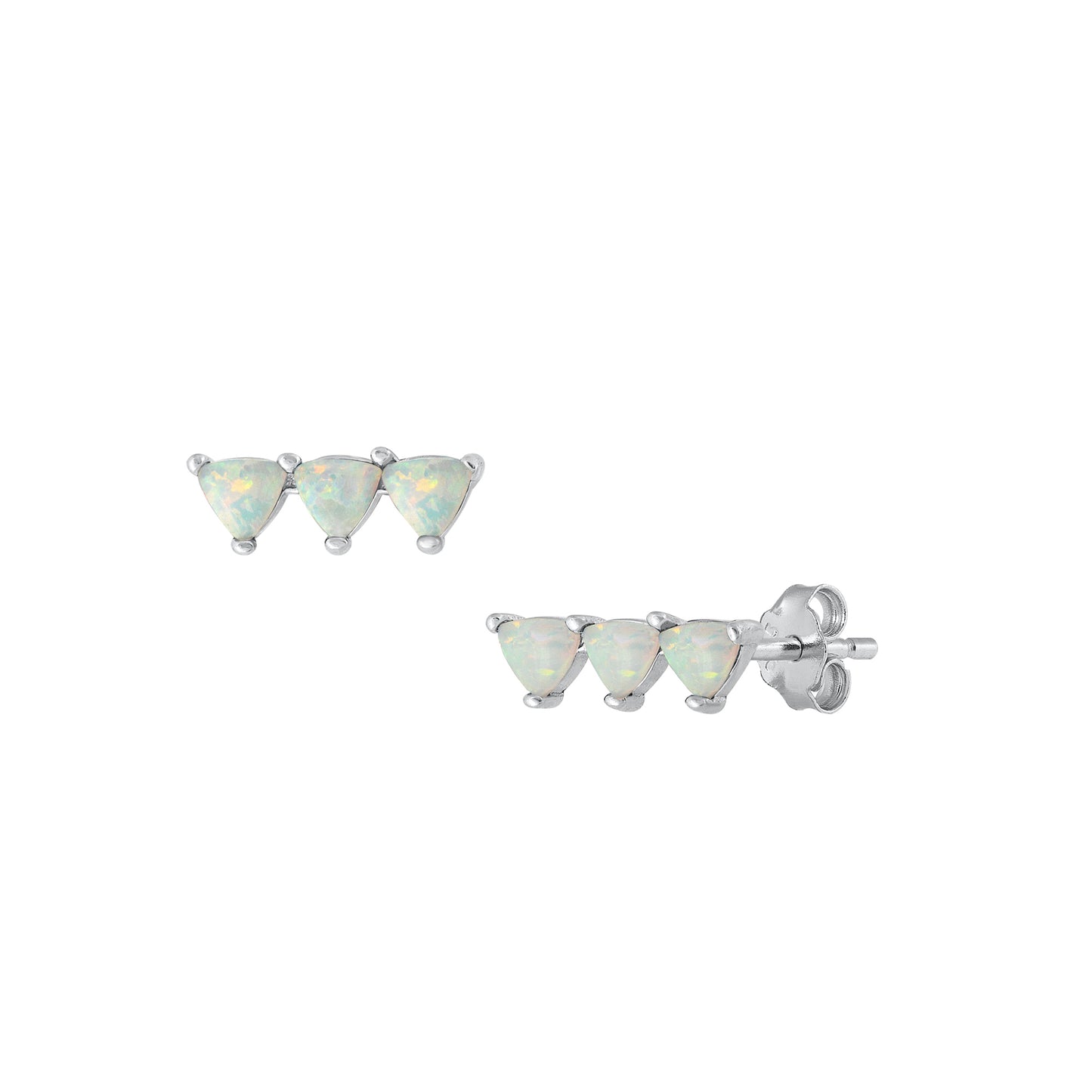 Silver Lab Opal Earrings