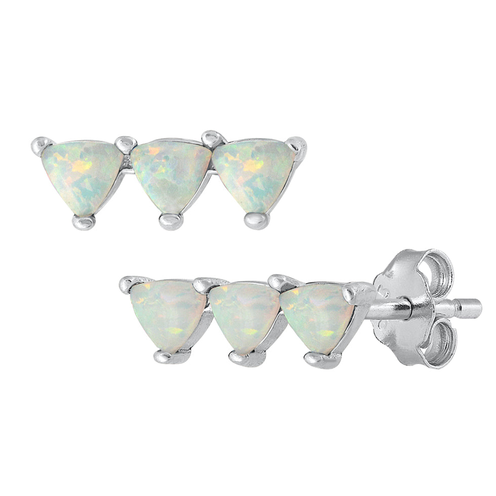 Silver Lab Opal Earrings