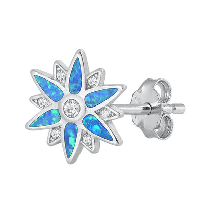 Silver Lab Opal Earrings