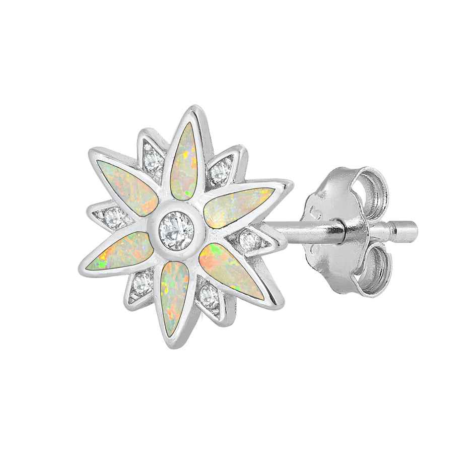 Silver Lab Opal Earrings