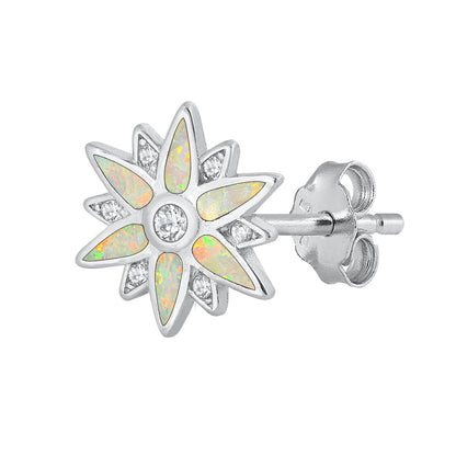 Silver Lab Opal Earrings