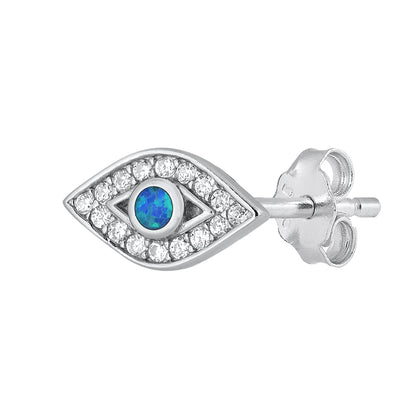 Silver Lab Opal Earrings - Eye