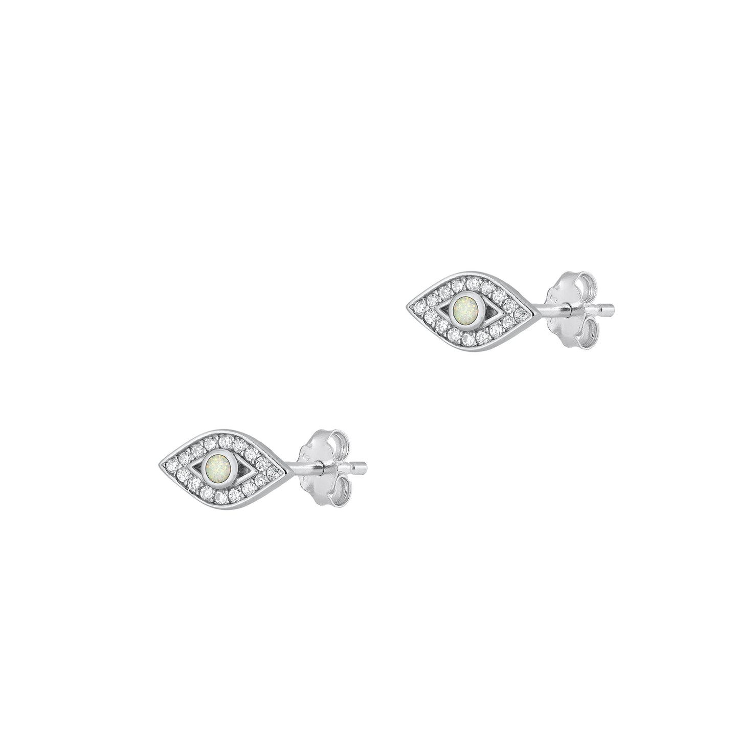 Silver Lab Opal Earrings - Eye