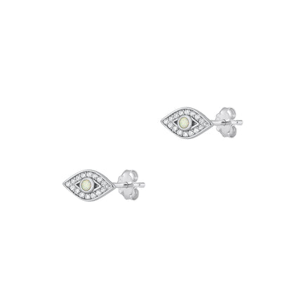 Silver Lab Opal Earrings - Eye