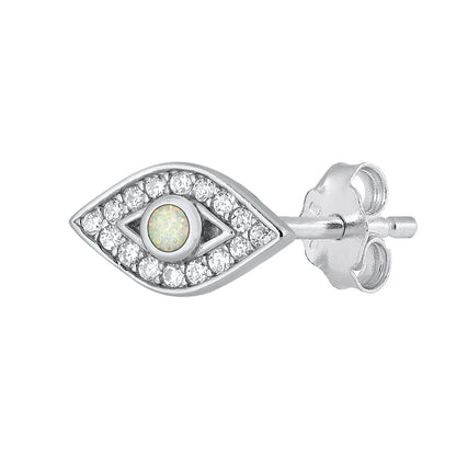 Silver Lab Opal Earrings - Eye