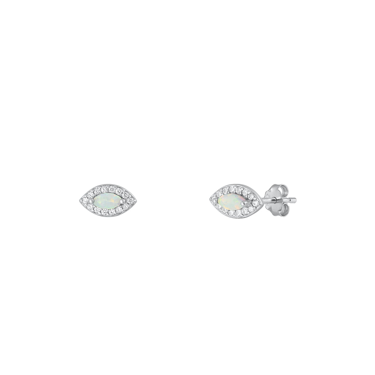Silver Lab Opal Earrings - Eye