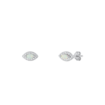 Silver Lab Opal Earrings - Eye