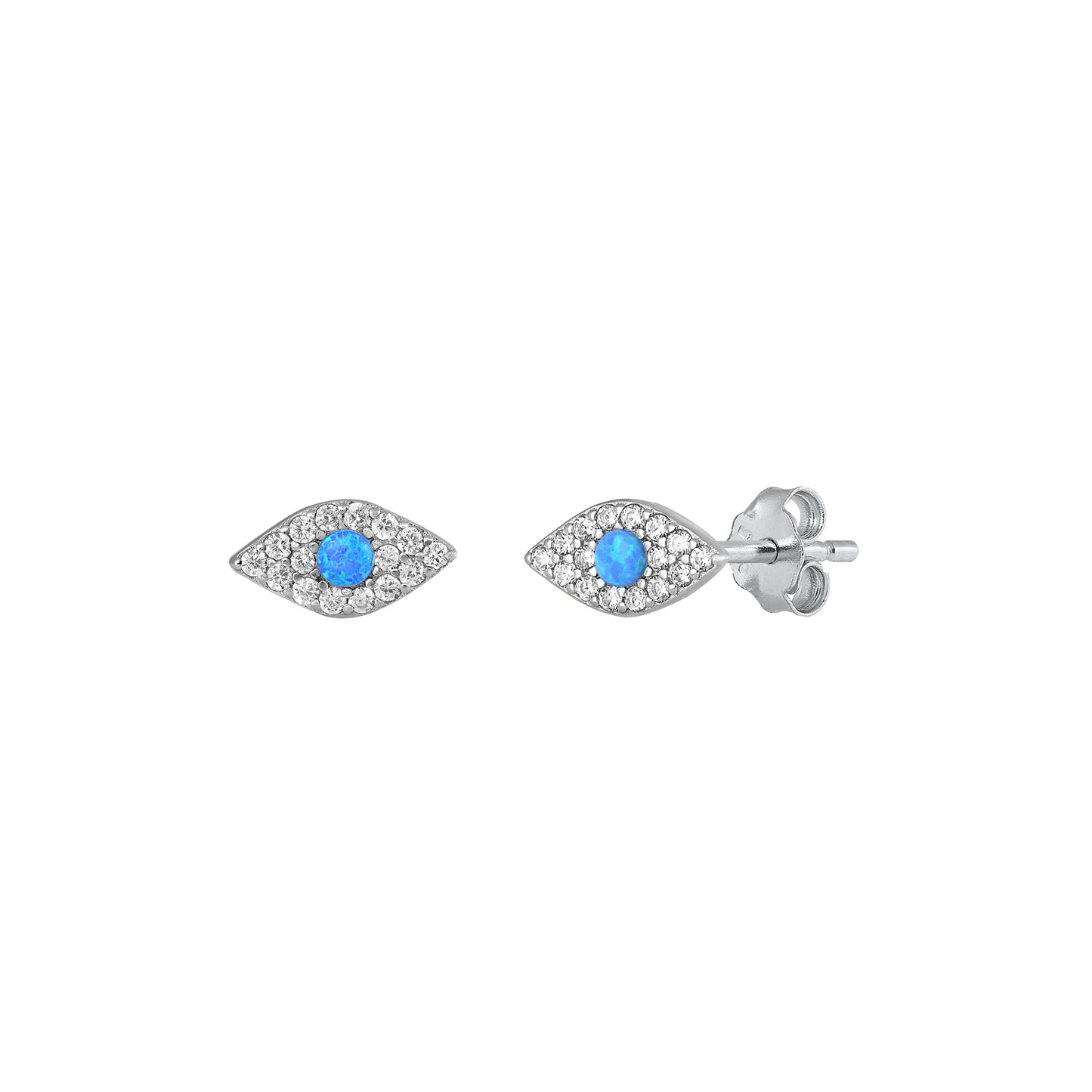 Silver Lab Opal Earrings - Eye