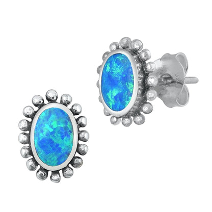 Silver Lab Opal Earrings