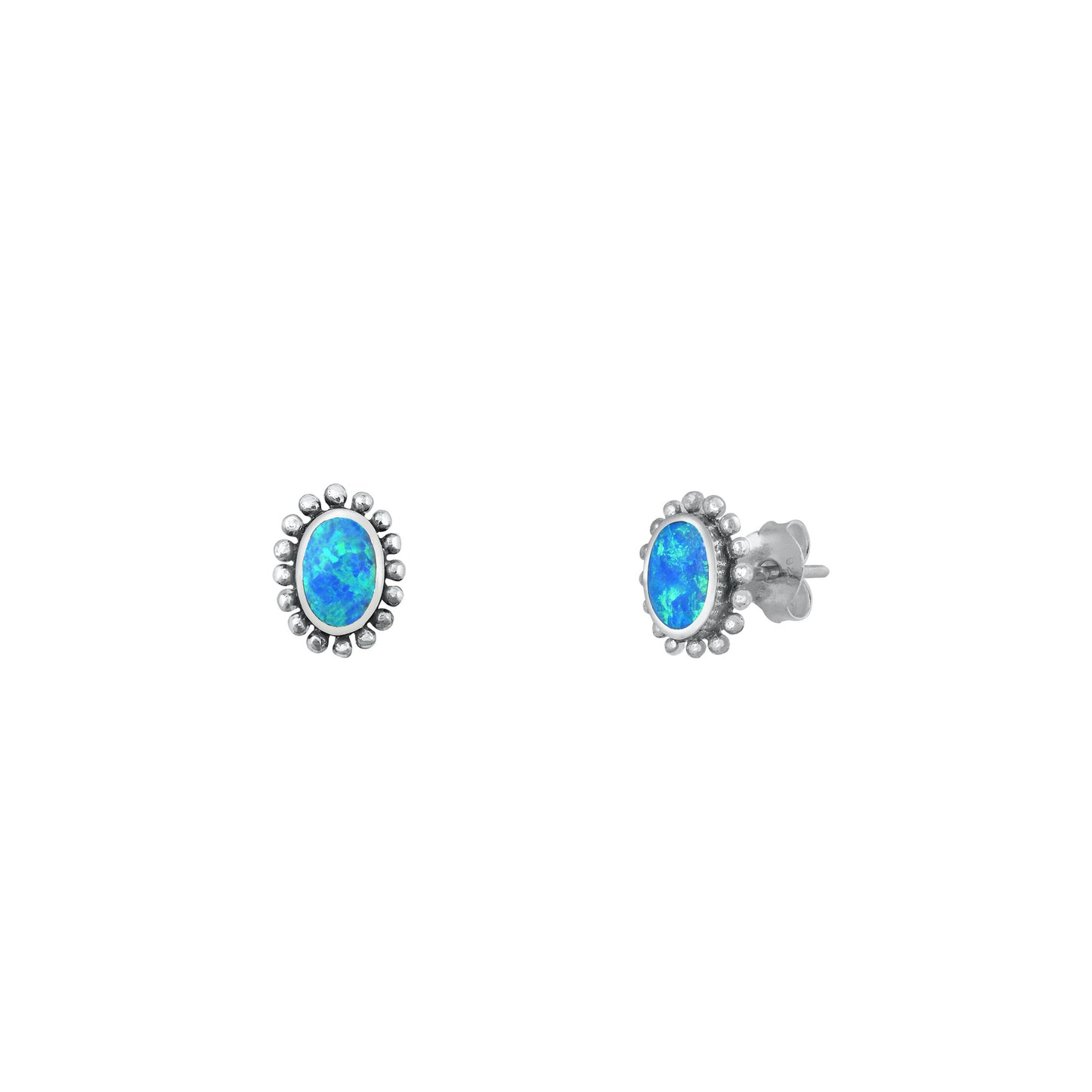 Silver Lab Opal Earrings