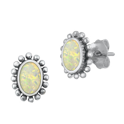 Silver Lab Opal Earrings