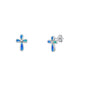 Silver Lab Opal Earrings - Cross