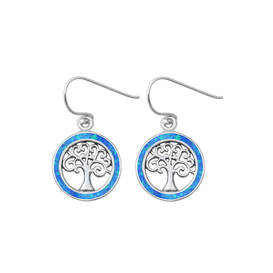Silver Lab Opal Earrings - Tree of Life