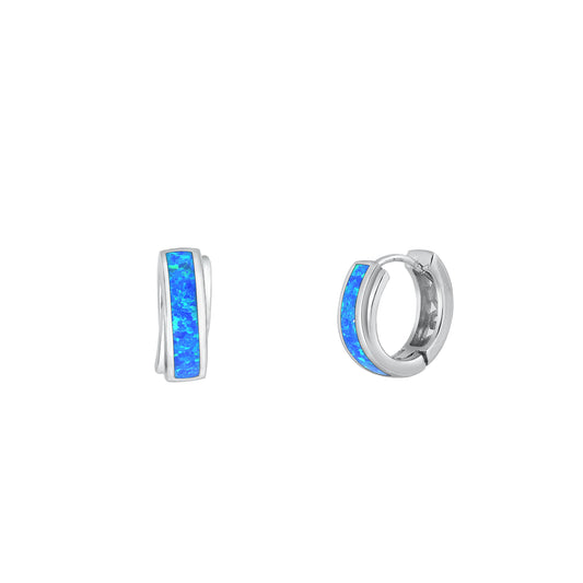 Silver Lab Opal Hoops