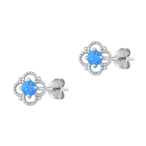 Silver Lab Opal Earrings